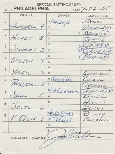 Philadelphia phillies - 7-24-85,